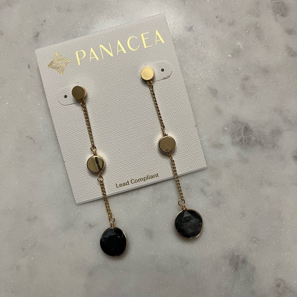 New Panacea Linear Drop Earrings Labradorite Wire Wrapped Genuine Stone‎ Jewelry